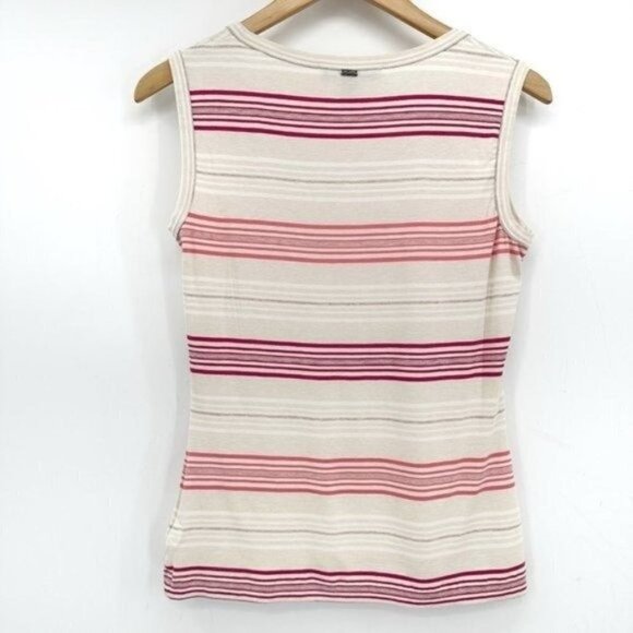 St. John Ivory Red Striped Capsule Knit Sleeveless Scoop Neck Small Tank Top - Picture 7 of 8